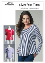 8710 VOGUE KATHERINE TILTON EZ STRETCH KNIT SHORT - LONG SLEEVE TOP PATTERN L-XXL UNCUT